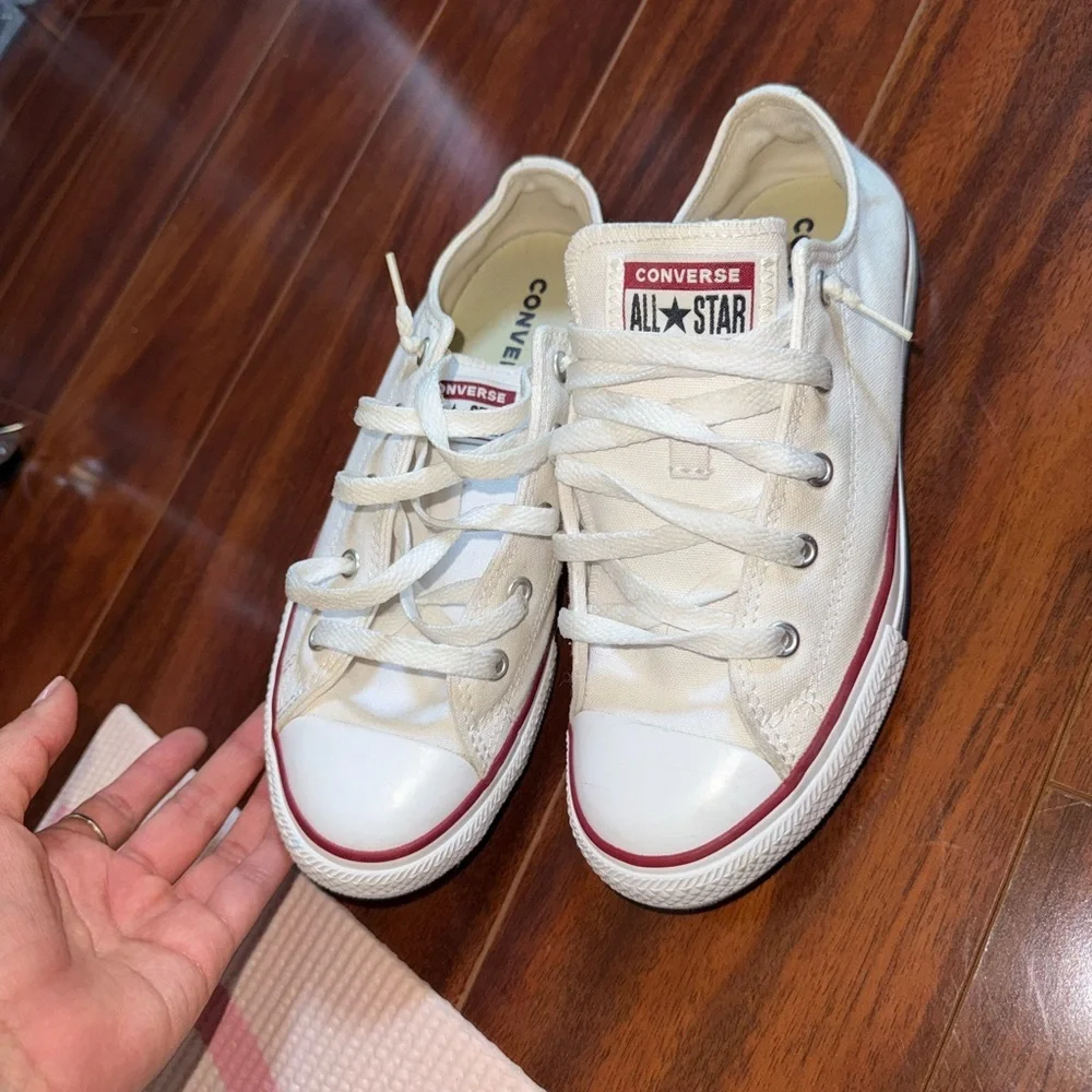 Converse Kids Cream Sneakers with Red Accents